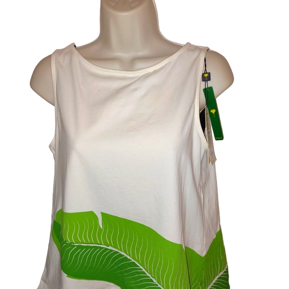 🎀 Gorgeous NWT Ginkgo Supima banana leaf print athletic top - Picture 1 of 8